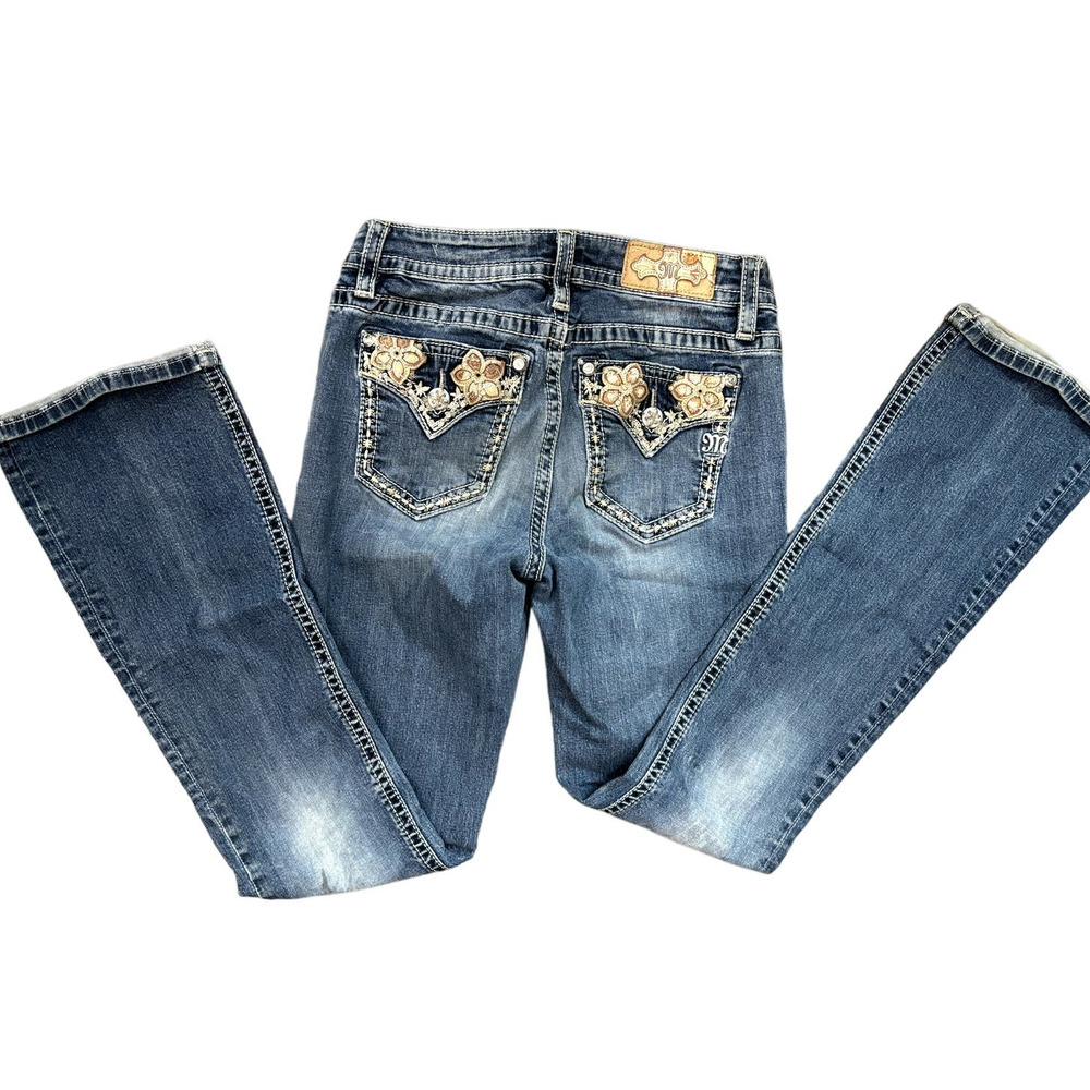 Miss Me Rose Pink Flower bootcut jean 29